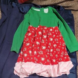 Charming Green and Red Floral Kids Dress